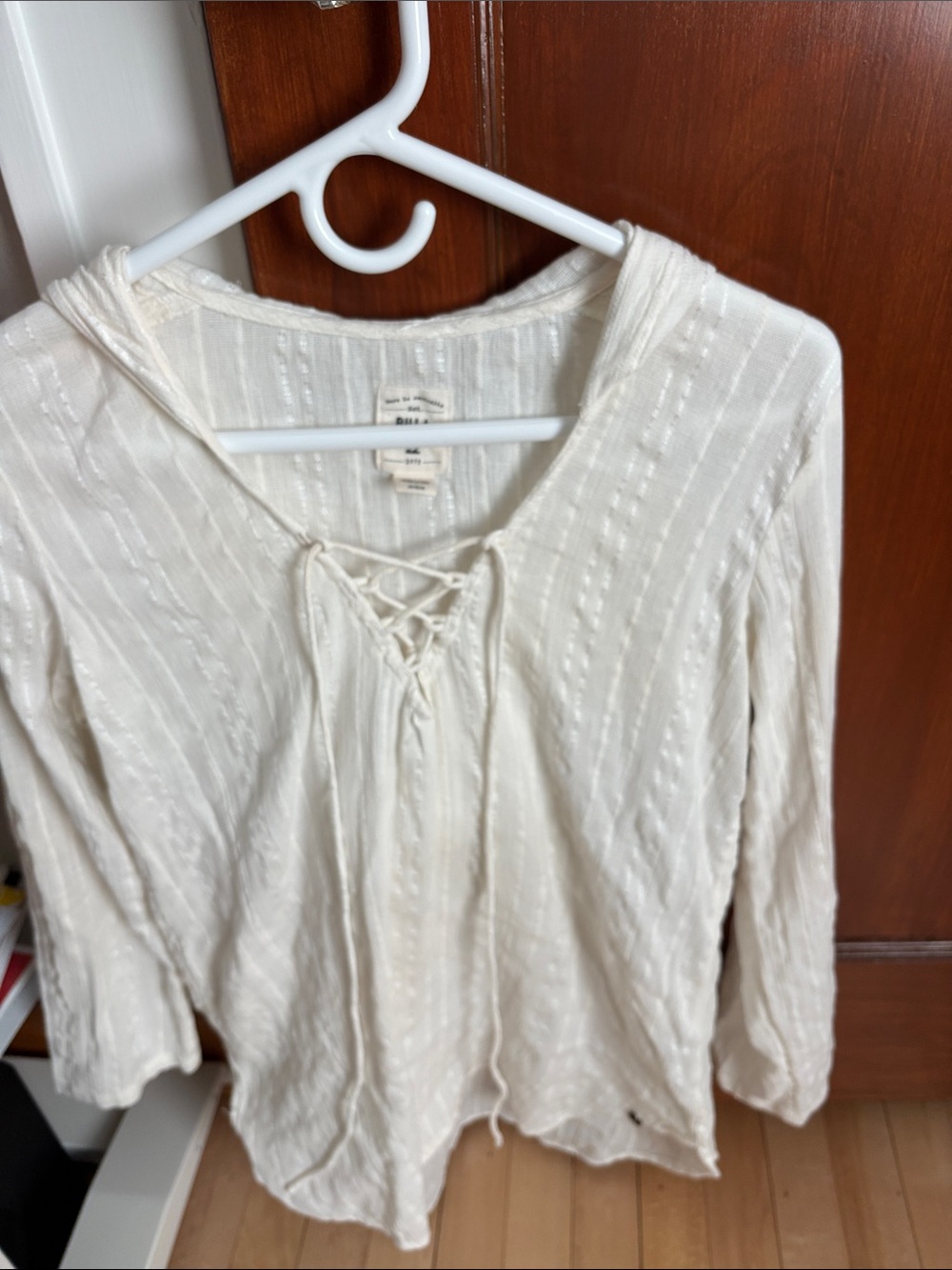 Billabong Cream Lace-Up Textured Swimsuit Coverup